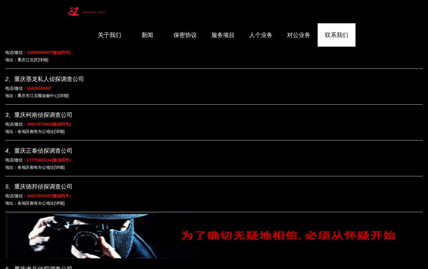 中国侦探排行榜 页面快照